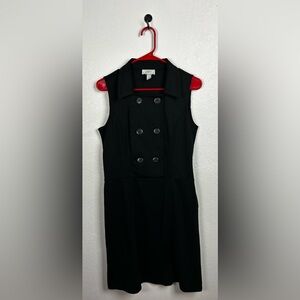 LOFT Women’s Black Double-Breasted Midi Dress Sz 8 Career Layered Business Wear